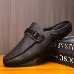 2024 Fashion Men New Style Lat-soled Wild Flat-bottomed Summer Thin Section Baotou Half Slippers Men Jordan Zapatos De Hombre