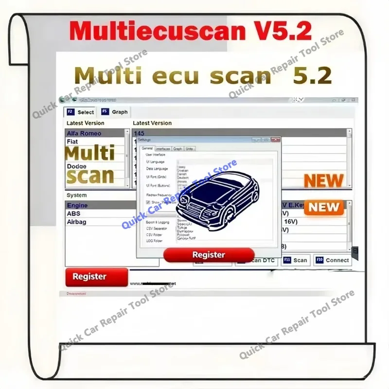 multiecuscan-52は、最新のelm327バージョンと連携し、obd2診断ツールに対応しています。多機能ソフトウェアは、パワフルな機能を備えています。