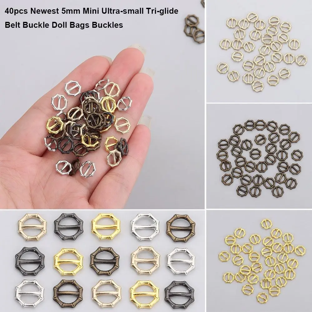 40 stücke 5mm Tri-glide Gürtel Schnalle Mini Ultra-kleine Puppe Taschen Schnallen Neueste DIY Kleine Schnallen puppe Tasten Schuhe Zubehör