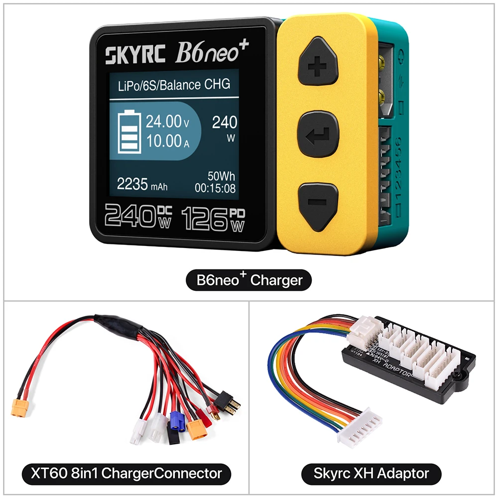 ​ SKYRC B6neo+ Smart Charger High Power DC240W PD126W Meertalige balanslader 600mA XT60/Type-C /PSA100 voedingsadapter