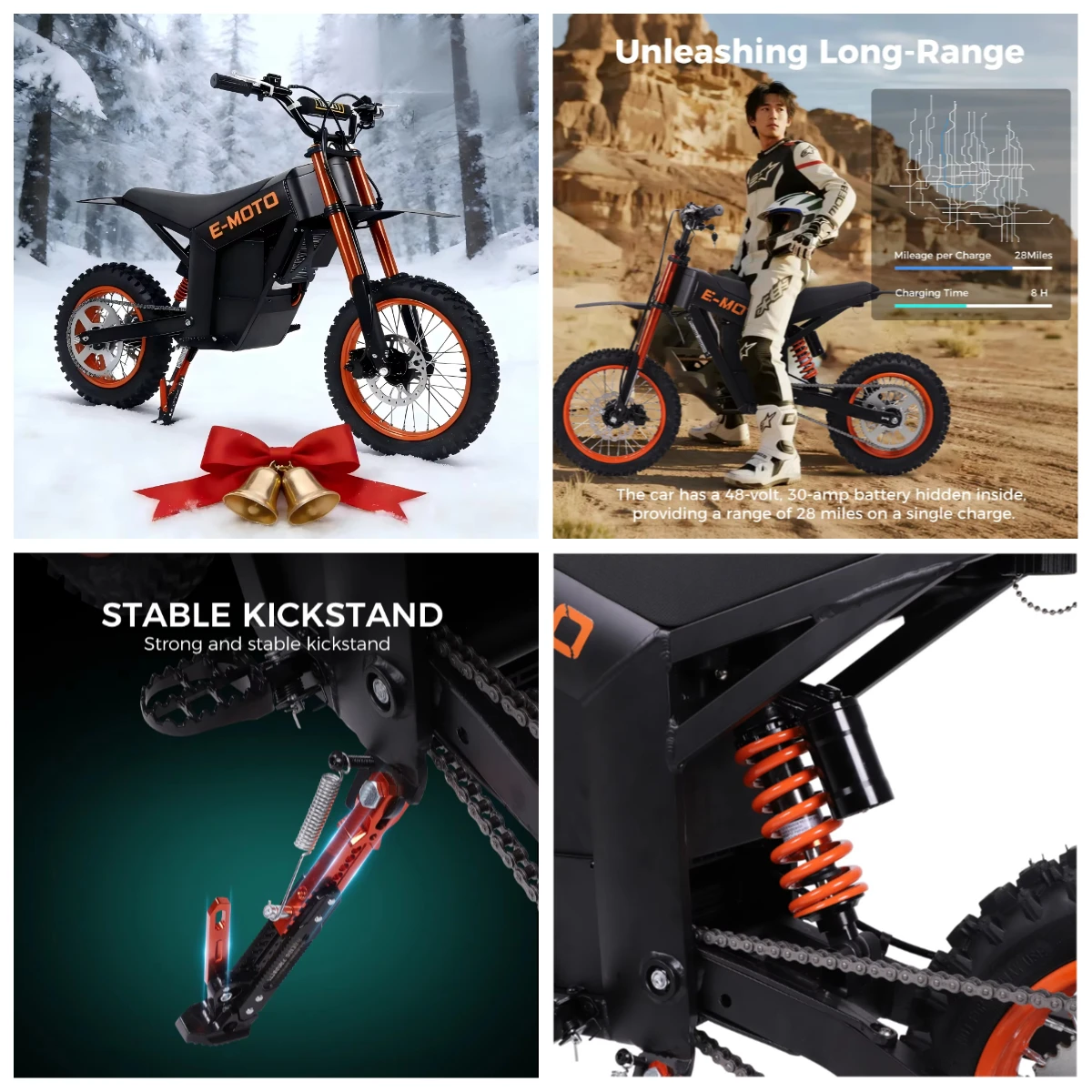 

Электрический мотоцикл с полной подвеской 3000 Вт, 48В 30Ач литиевая батарея, 14-дюймовые колеса, для взрослых, в наличии на складе в США