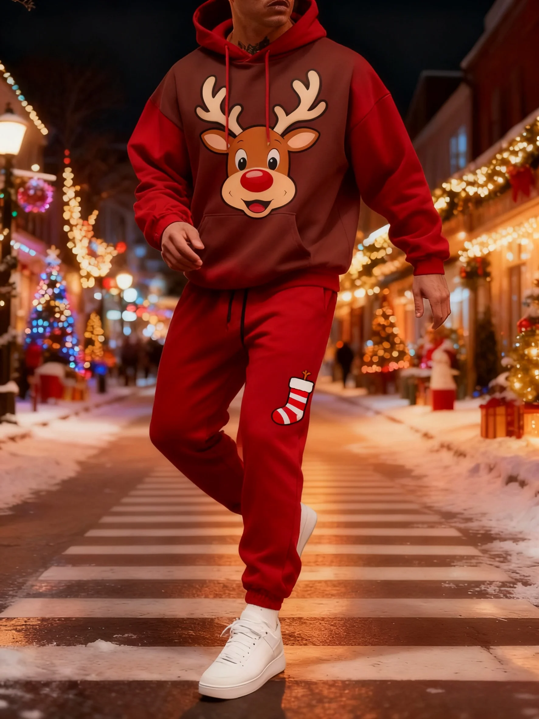 Christmas Santa Claus 3D Print Hoodie + Pants Two Piece Set Men Women Fashion 2Pcs Sports Christmas Tracksuit Suit Clothing﻿﻿
