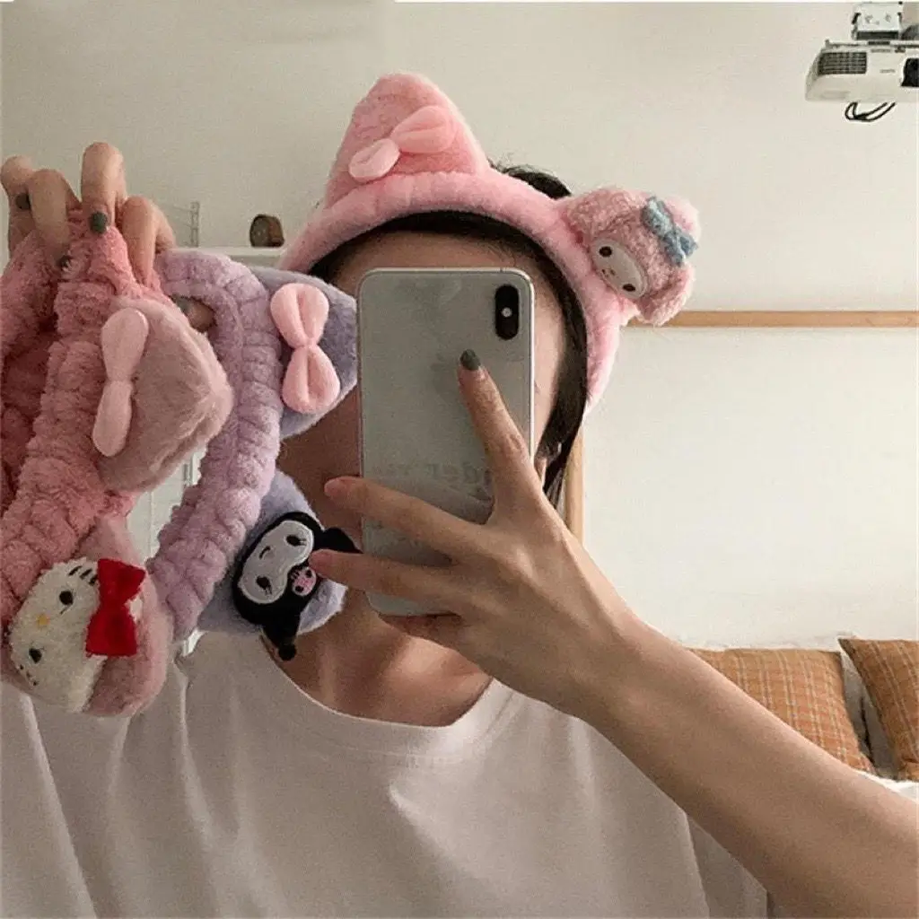 MINISO Hair Hoop Hello Kitty My Melody Anime Peripheral Elastic Elasticity Fashion Cartoon Headband Hair Accessories Versatile