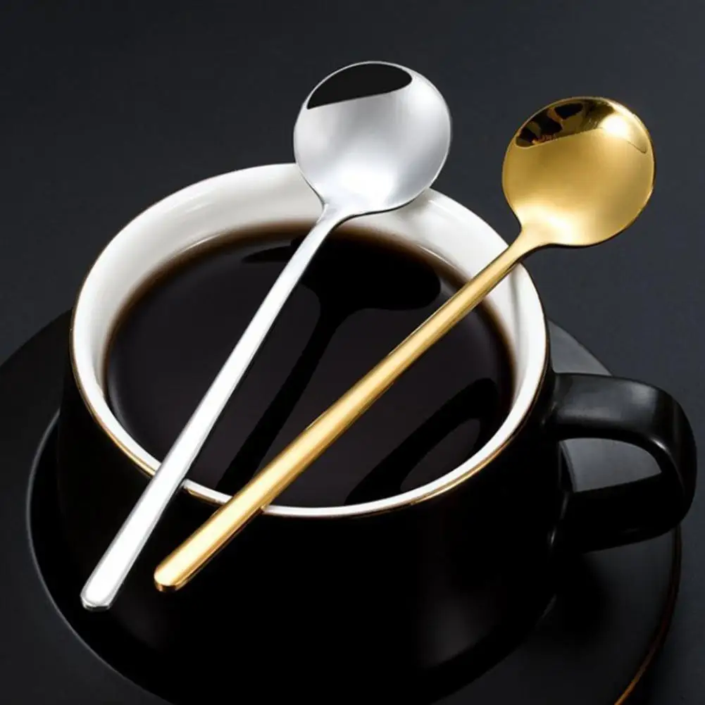 Gold Dessert Spoon Small Coffee Spoon Stainless Steel Coffee Spoon Set Small Round Teaspoons for Dessert Ice Cream for Coffee