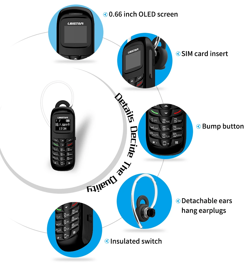 L8Star BM 70 Mini telefono Bluetooth-compatibile universale impermeabile senza fili cuffie cellulari Dialer Gtstar BM70 GSM telefono