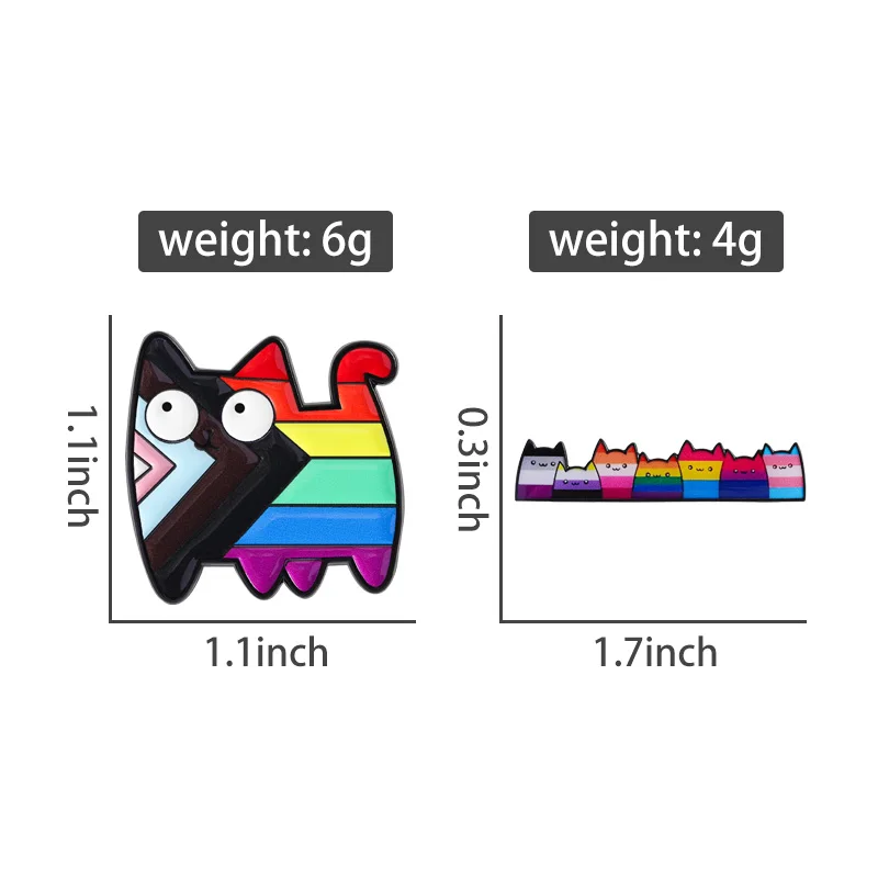 LGBT قوس قزح فخر القط بروش المينا دبابيس لطيف هريرة الحيوانات الأليفة كيتي دبابيس معدنية على ظهره شارة التلبيب مجوهرات هدية لأفضل صديق