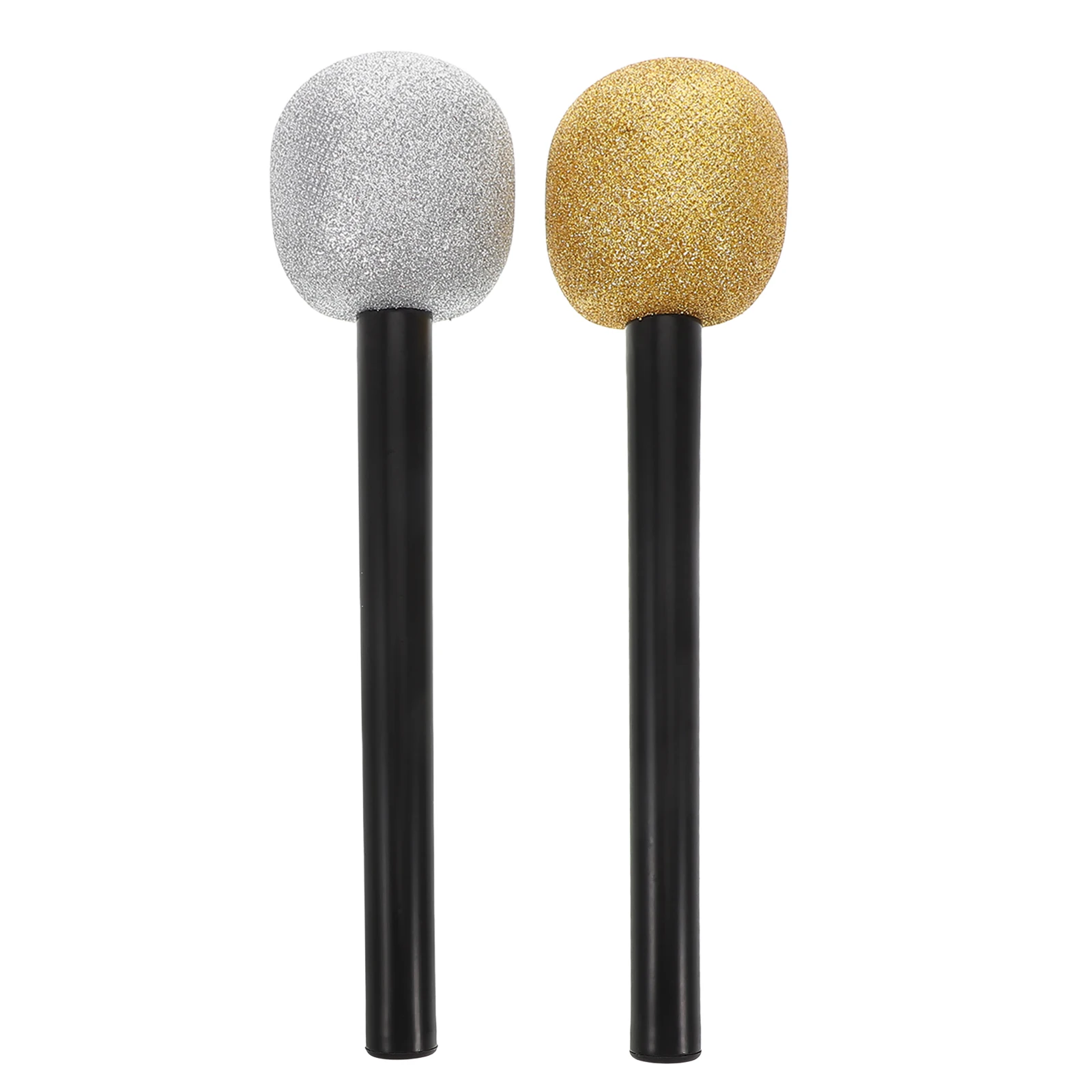 

2pcs Fake Microphone Prop Glitter Microphone Models Sparkly Bling Plastic Microphone Pretend Toys For Disco Stage Halloween