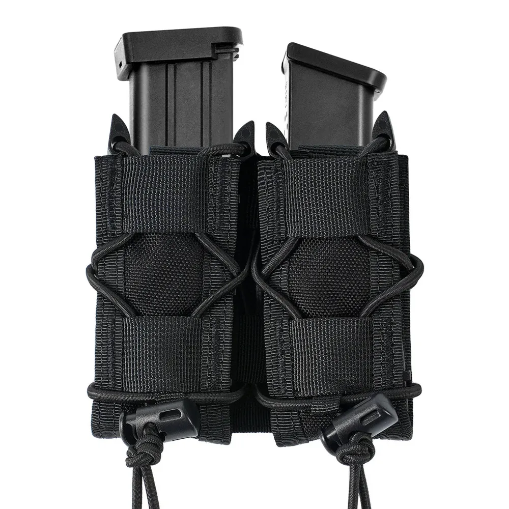 9mm Tactical Magazine Pouch Double-Layer Molle Cartridge Holder Universal Single Double Magazine Pouch for Military Police view 3