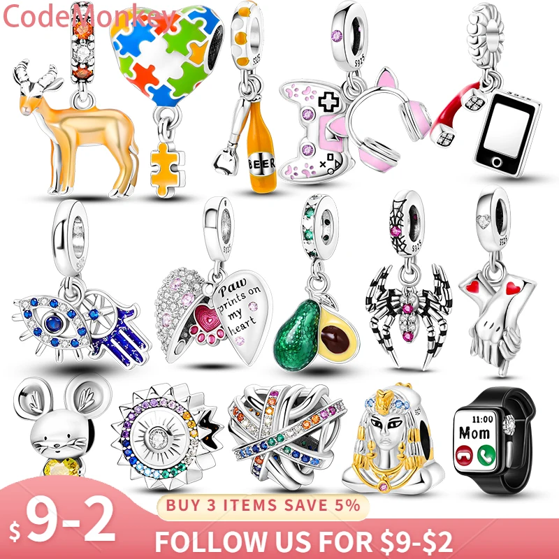 Fit Pan 925 Original Bracelet 925 Sterling Silver Eiffel Tower Charm & Cleopatra Beads DIY Women Jewelry Birthday Gift