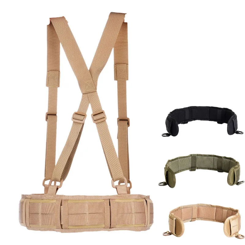 

Tactical Battle Belt with MOLLE System & D-Rings - Military Waistband for Airsoft/Security (Army Green/Black)