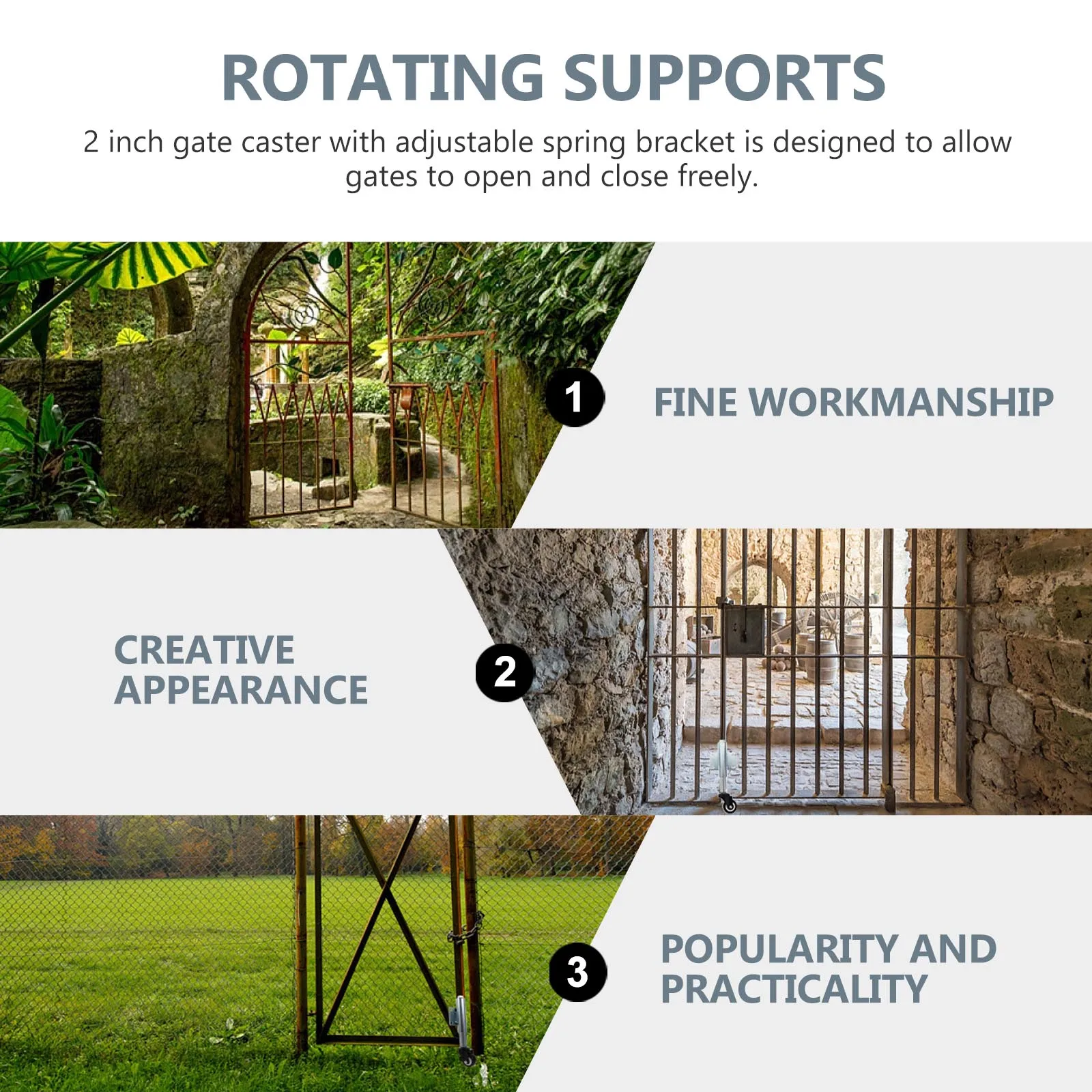 

2 Inch Pu Swivel Caster Wheel Heavy Duty Gate Door Roller For Residential Iron Spring Loaded Wheel Uneven