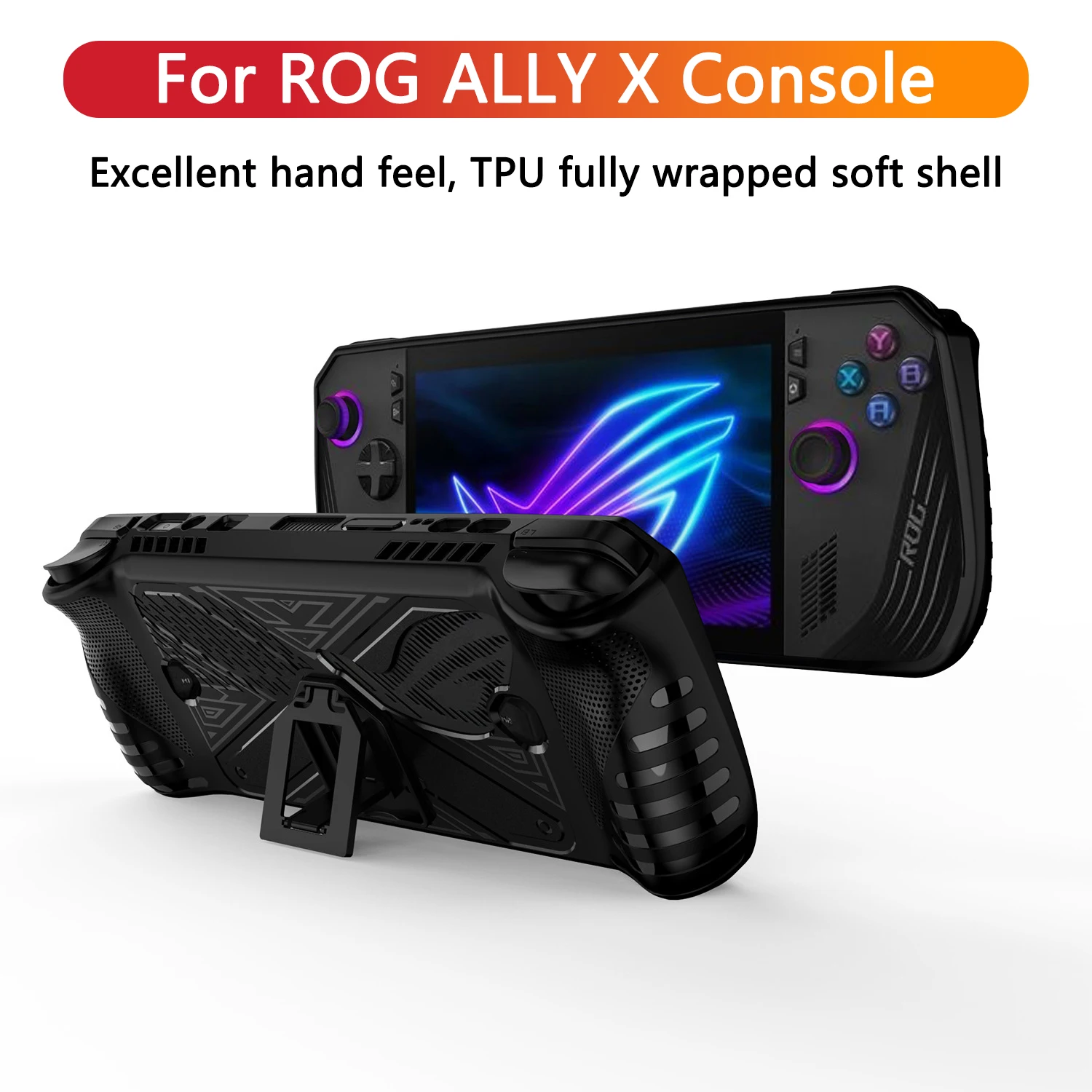 Capa Protetora com Suporte para ROG ally X, TPU Silicone, Capa Soft Shell, Manga Tudo Incluído, ASUS ROG Ally X