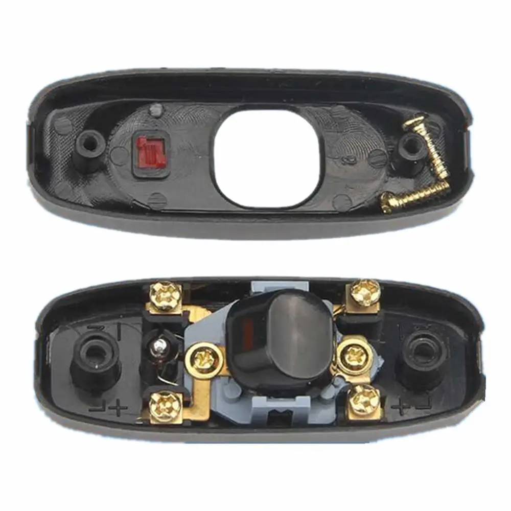 White Button on/Off 110 250V Desk Light 10A Inline Cord Switch LED Indicator