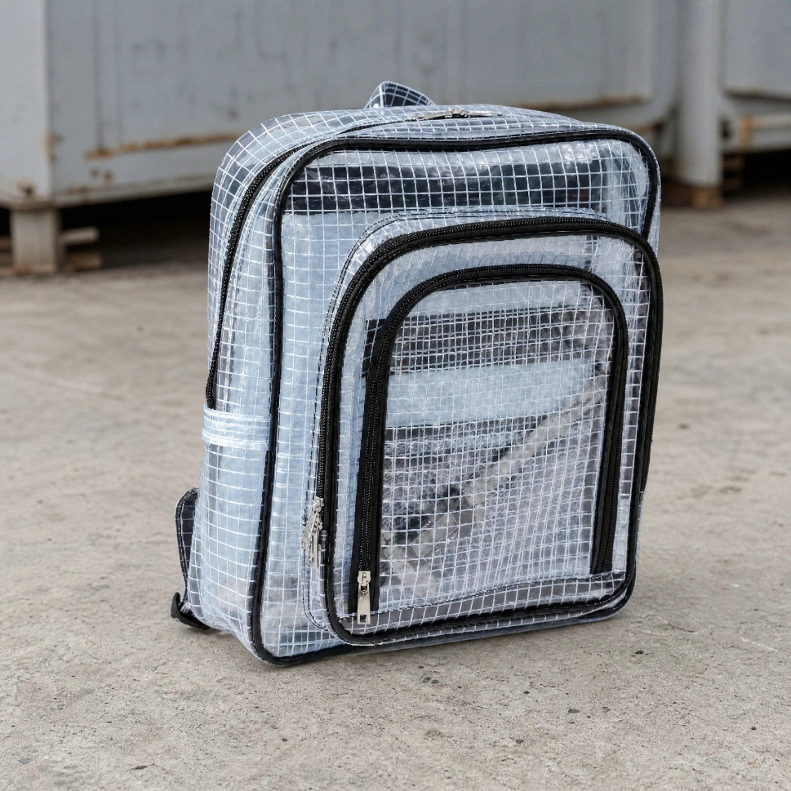 Clear Bookbag Wipepure & Transparent Backpack with Laptop Compartment Transparent Grid Backpack Long-Lasting for Commuters