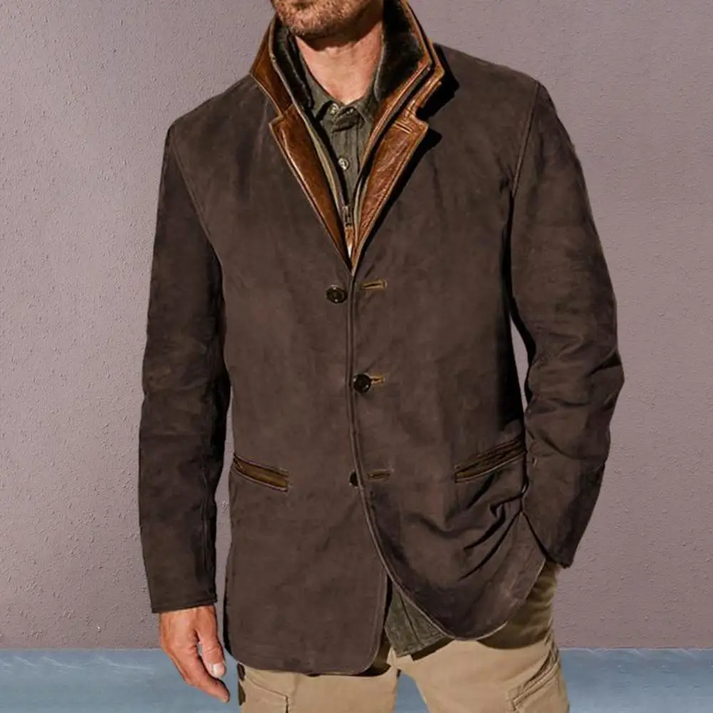 Veste Cargo Vintage à Col Rabattu pour Homme, Manteau Décontracté, Boutonné, Coupe-vent Épais, Angleterre, Automne Hiver