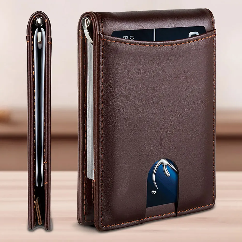Hot Sales Microfiber Leather Short Man’s Wallet Lightweight & Thin US Dollar Clip RFID Anti-Theft Men’s Purse