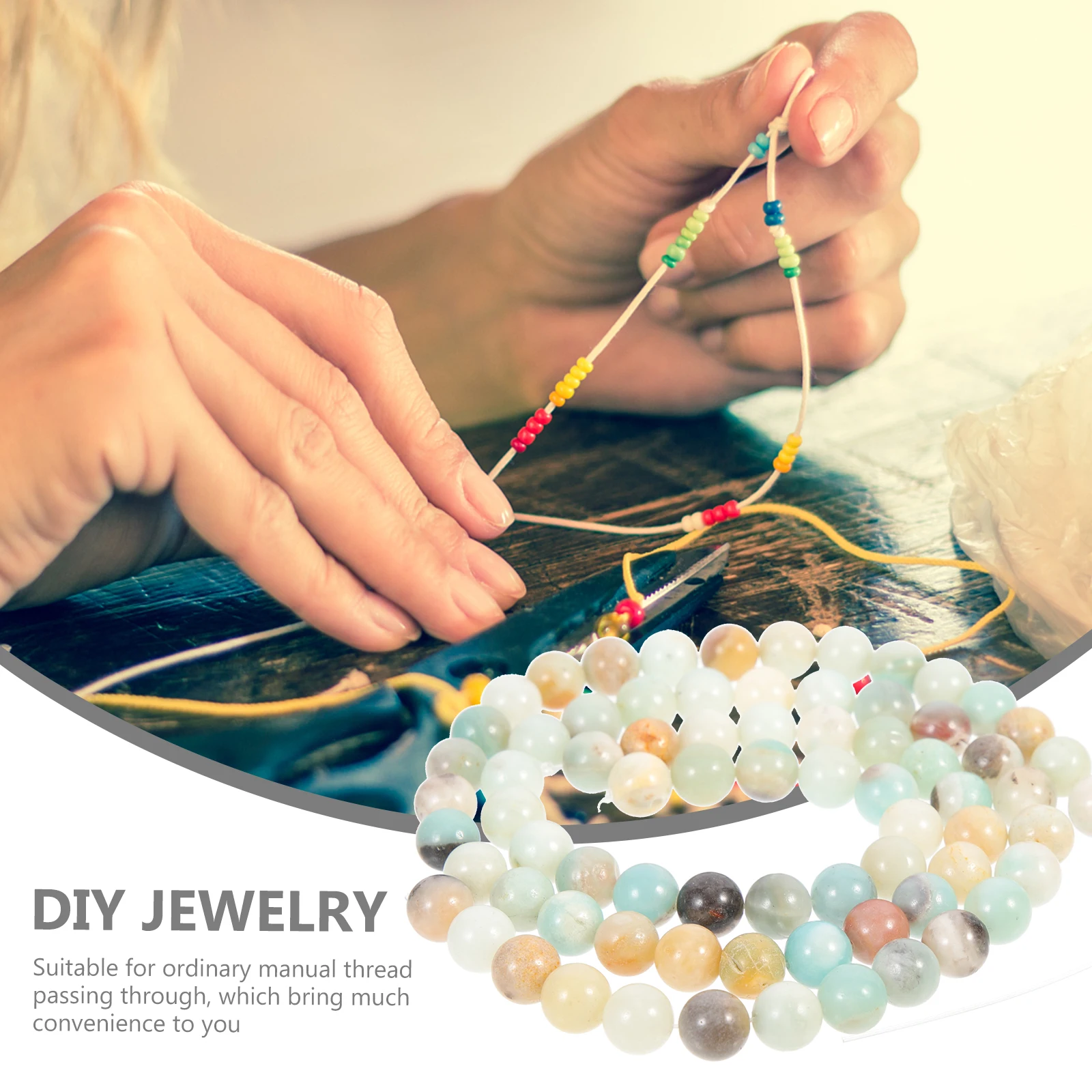 

2 Strips Beads Scattered Accessories Stone Natural Pendant Handcrafted Jewelry Multi-function Wear-resistant Bracelet Household