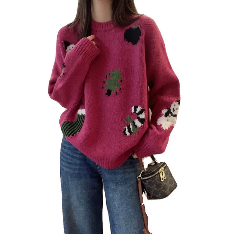 Damski sweter z dzianiny z koreańskim wzorem, retro, ażurowy, z kwiatowym wzorem, wyszczuplający, casualowy top, modny, M493