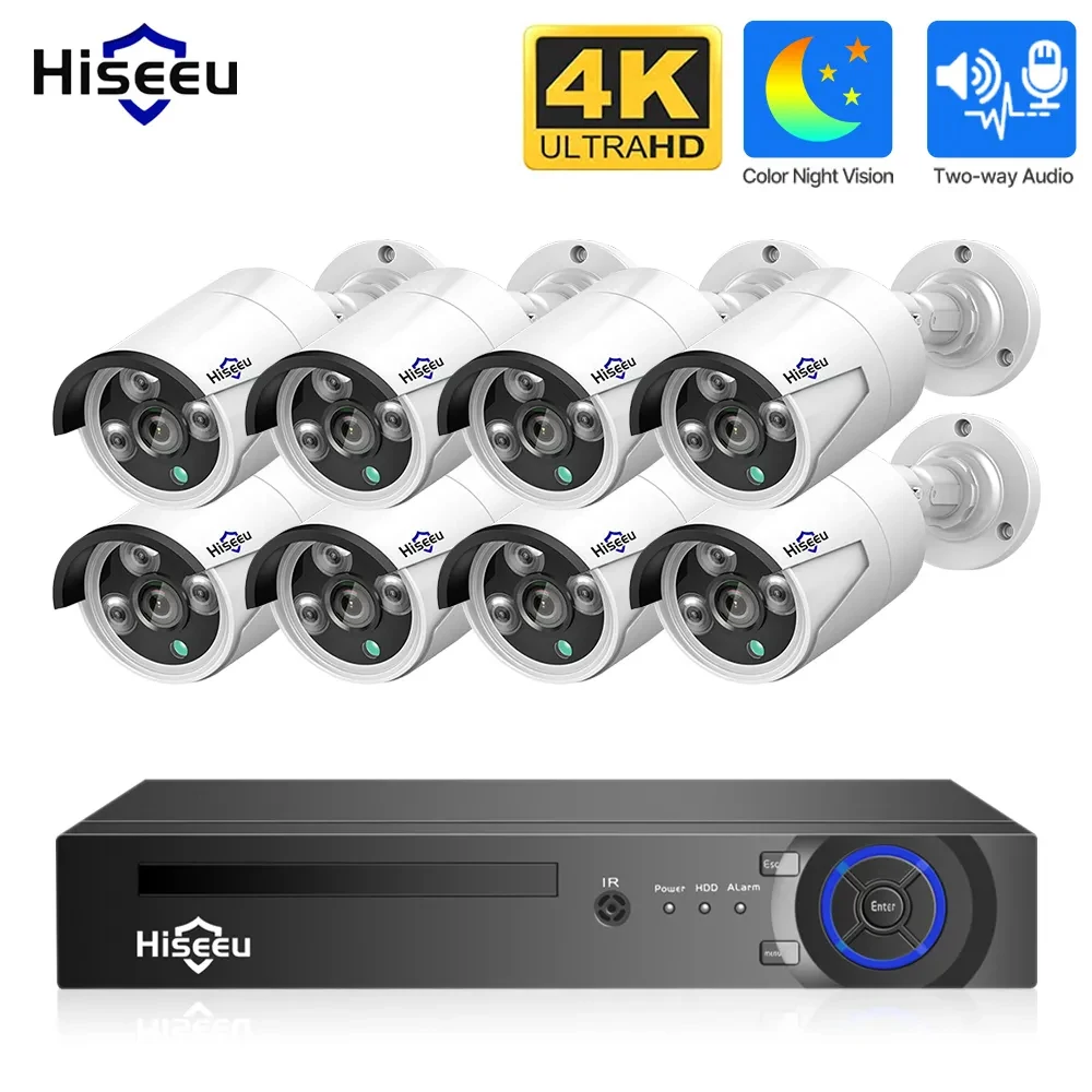 Hiseeu 8CH 3MP 5MP POE CCTV Camera Kit NVR Video Audio Record ONVIF IP Security Surveillance Camera System for NVR Set H.265