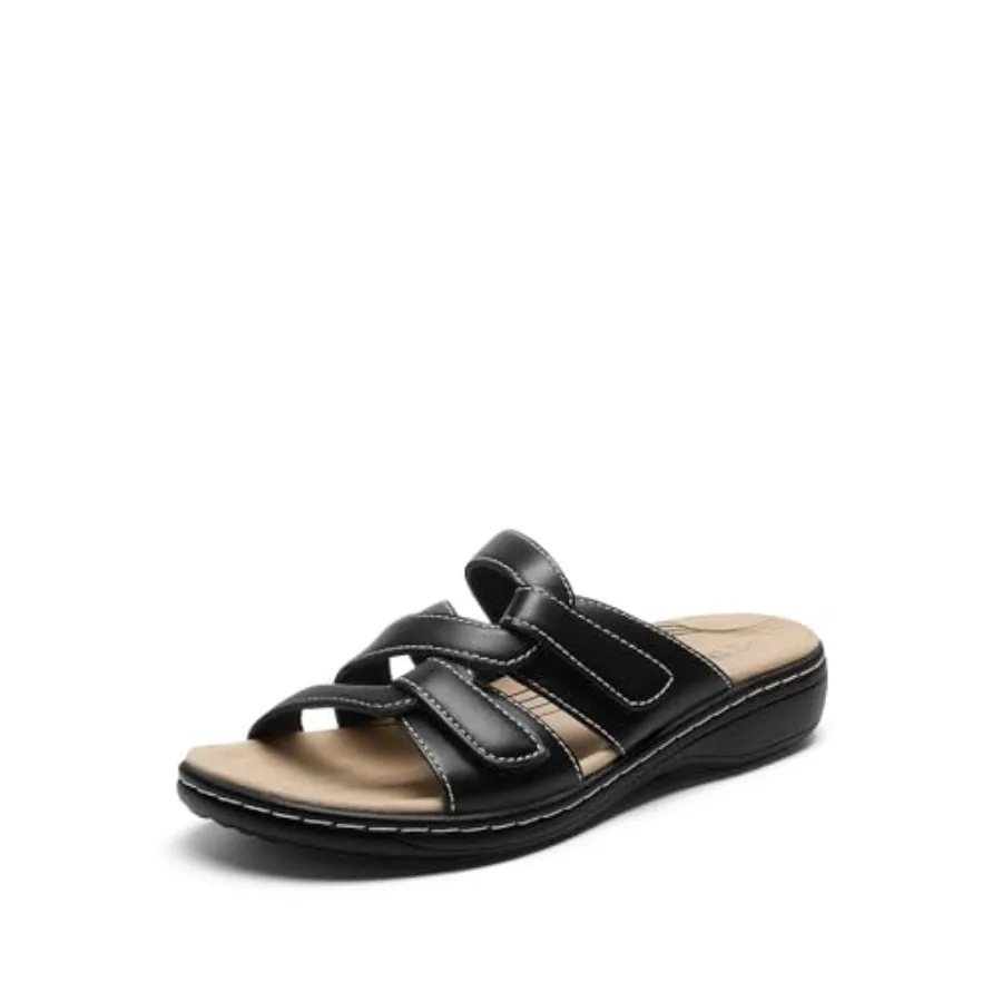 

Womens Slides Arch Support Slip on Flat Sandals Plantar Fasciitis Soft Cushion Slippers With Adjustable Straps