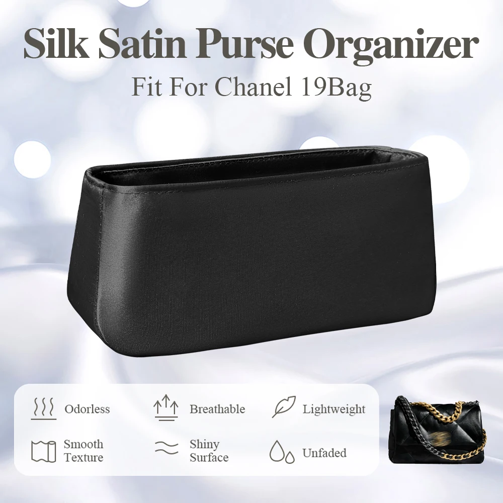 

Silk Satin Purse Organizer Insert Fit for Chanel 19bag Chain Handbag Inner Liner Slim Inside Bag Organizer Insert Bag In Bag