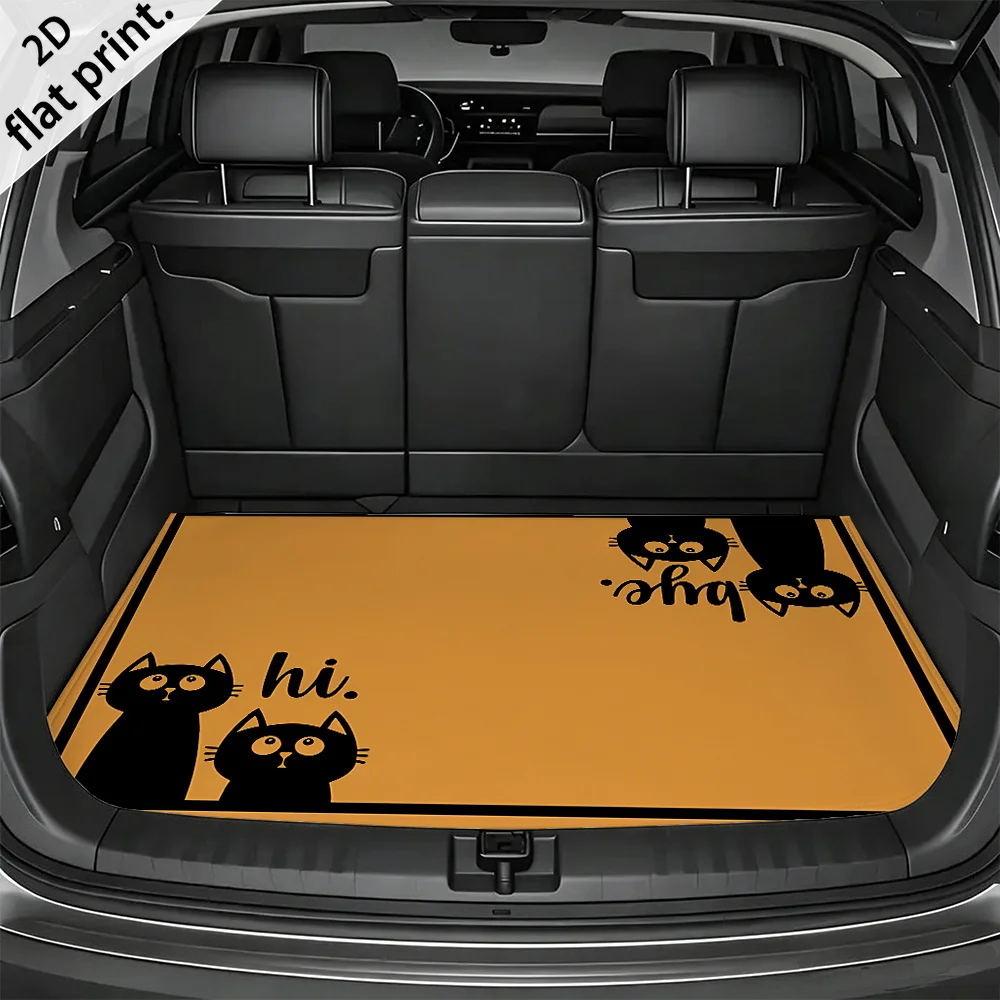 1pc 2D Flat Cute Black Cat Car Trunk Mat - Suitable For Sedans And Suvs, Durable And Easy To Clean, Keeping Car Interior Tidy, C