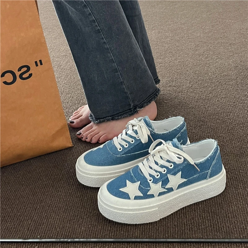 Women Casual Sneakers Personalized Stars Skateboard Sport Shoes Breathable Outdoor Platform Shoe Trainers Flats Walking Sneakers