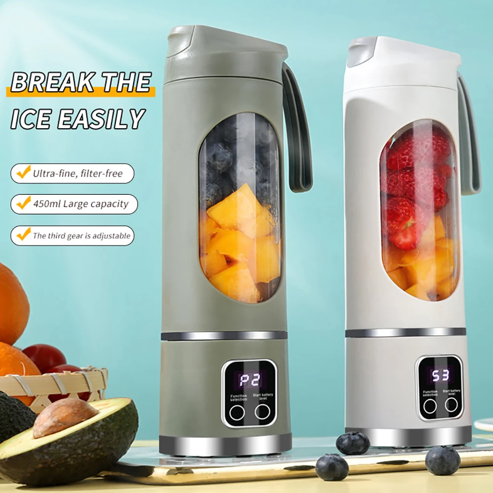 Portable Fruit Juice Blenders Mini Electric Juicer 450ML Rechargeable Smoothies Milkshake Juice Maker For Kitchen Summer Outdoor