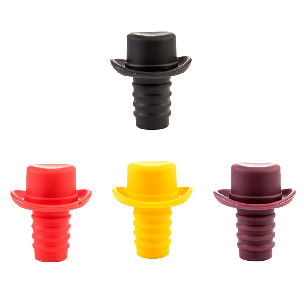 4Pcs Silicone Wine Bottle Stoppers Air Tight Seal Wine Caps Reusable Leak Free Bottle Sealing Stoppers Beverage Fresh Keeper