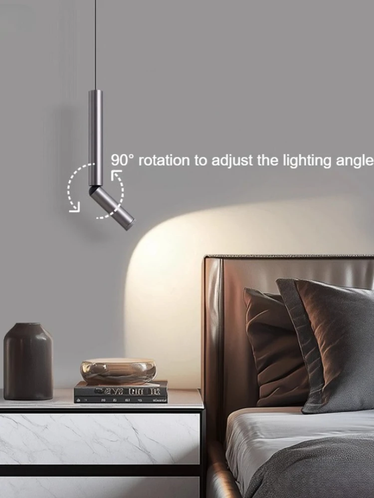 Elevating bedside pendant lights Modern minimalist gun grayadjustable angle Hanging lamp living room bedroom Home Decor Lamps