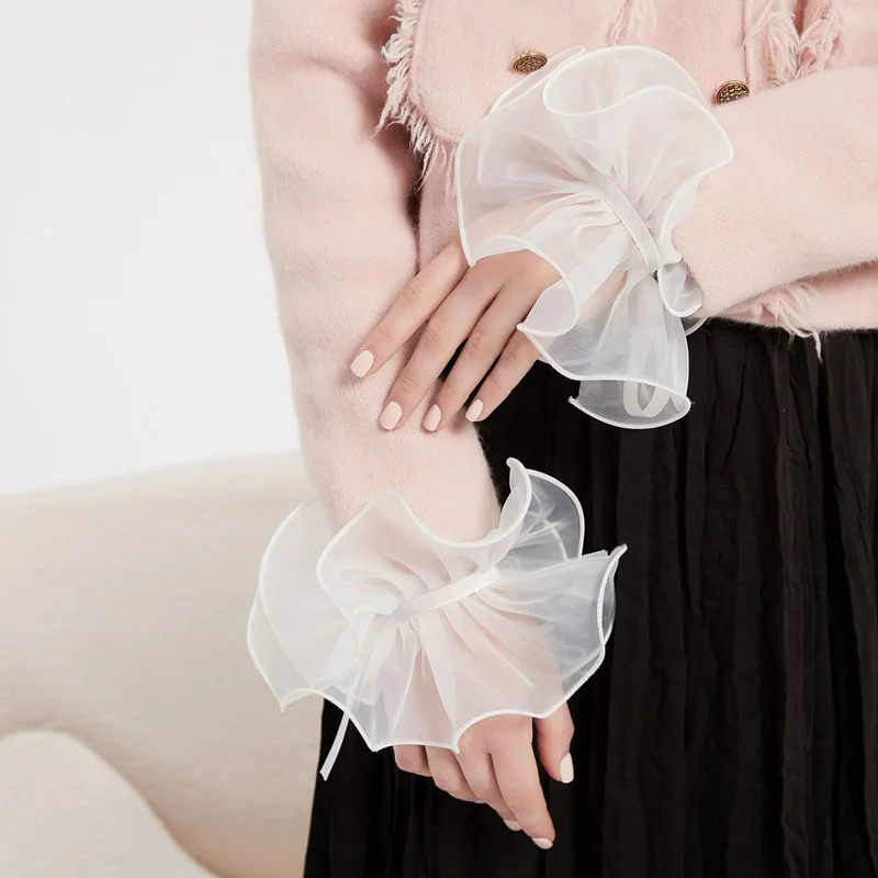 

Fashion Removable Shirt Tulle Fake Flare Sleeves Detachable Wrist Floral Cuffs For Women Decoration