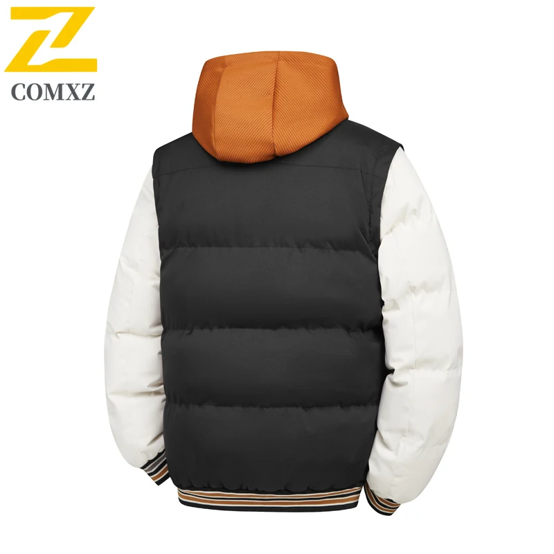 COMXZ ​ Heren winterjas met afneembare mouwen, winddichte pufferjas met capuchon, converteerbaar vest, verdikte parka, werkkleding ​