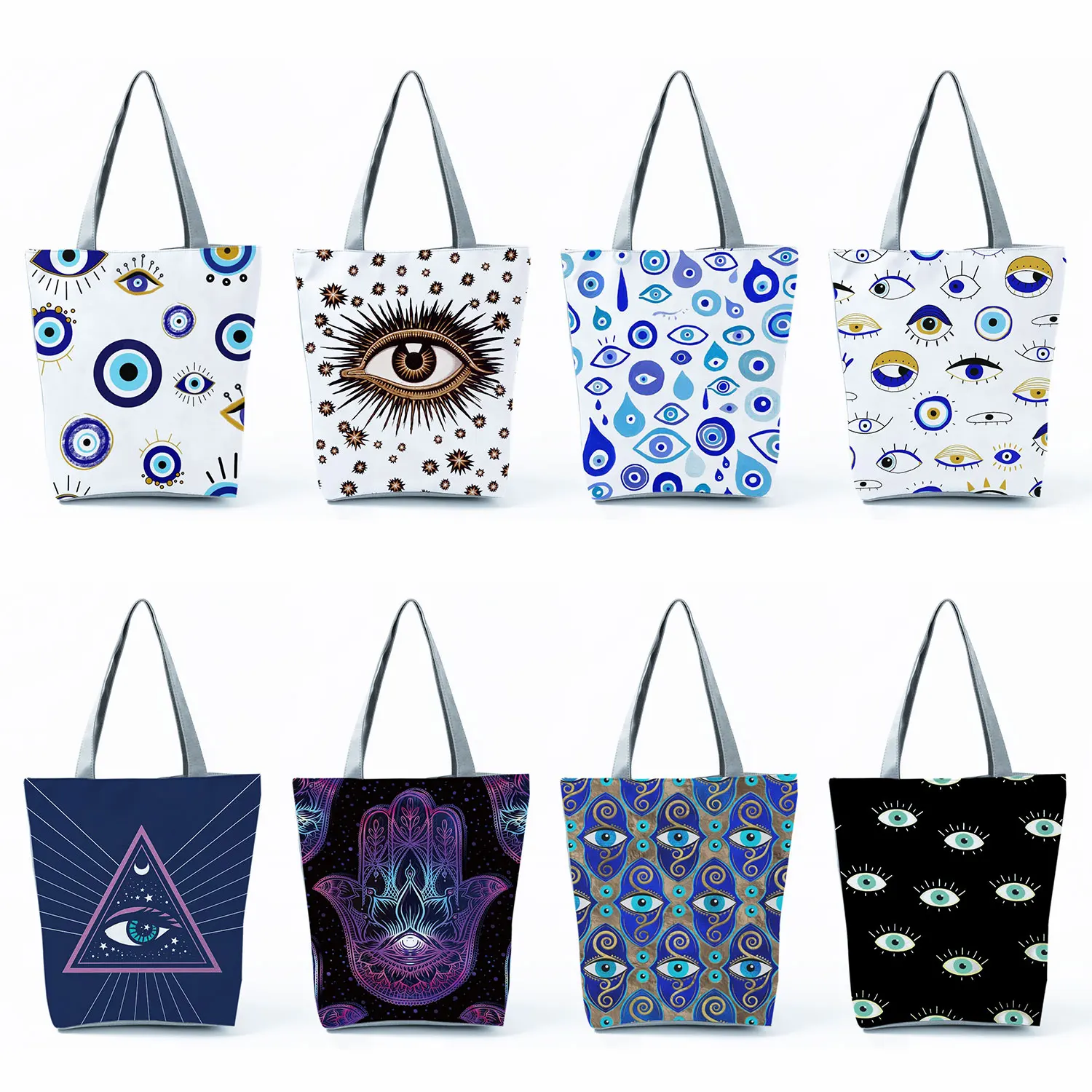 Shoulder Bags Casual Custom Tote Turkish Evil Eye Printed Eco Reusable Shopping Bag Portable Lucky Women\'s Handbag High Capacity