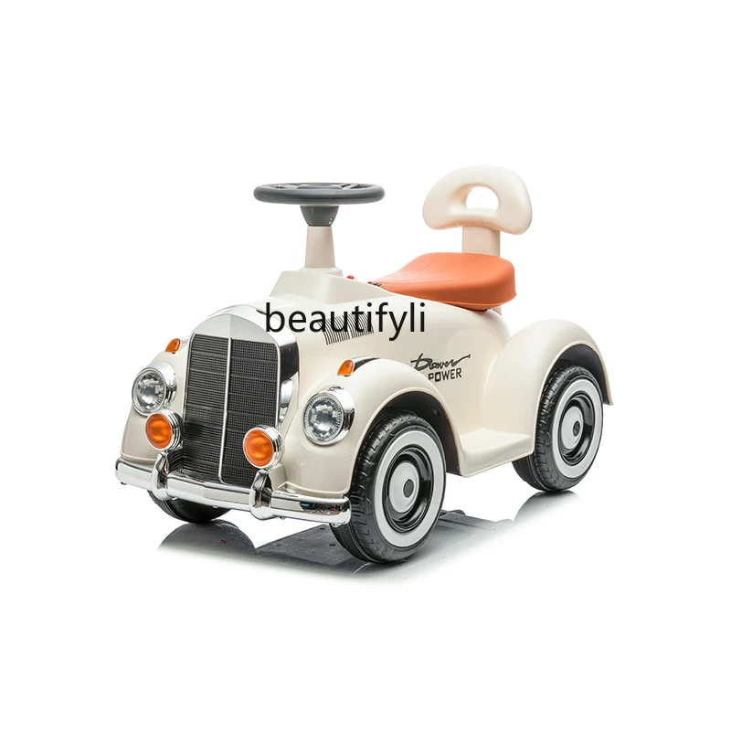 Retro children's electric car motorcycle four-wheel battery car boys and girls baby children can ride toy car