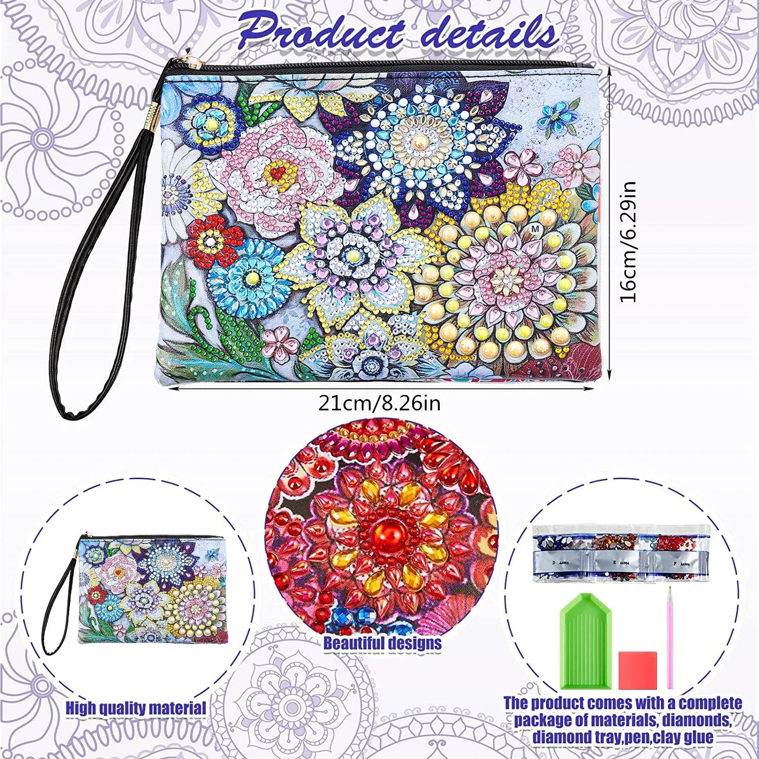 1 pz/set borse fai da te pittura diamante Mandala kit per adulti borse in pelle PU Cactus Diamond Art borse per le donne