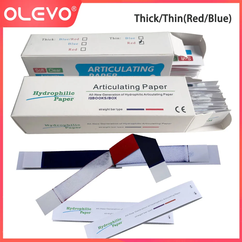 Dental Hydrophobic Articulating Paper Double-Sided Bite Strips Thick Thin Teeth Care Whitening for Occlusal and Interproximal