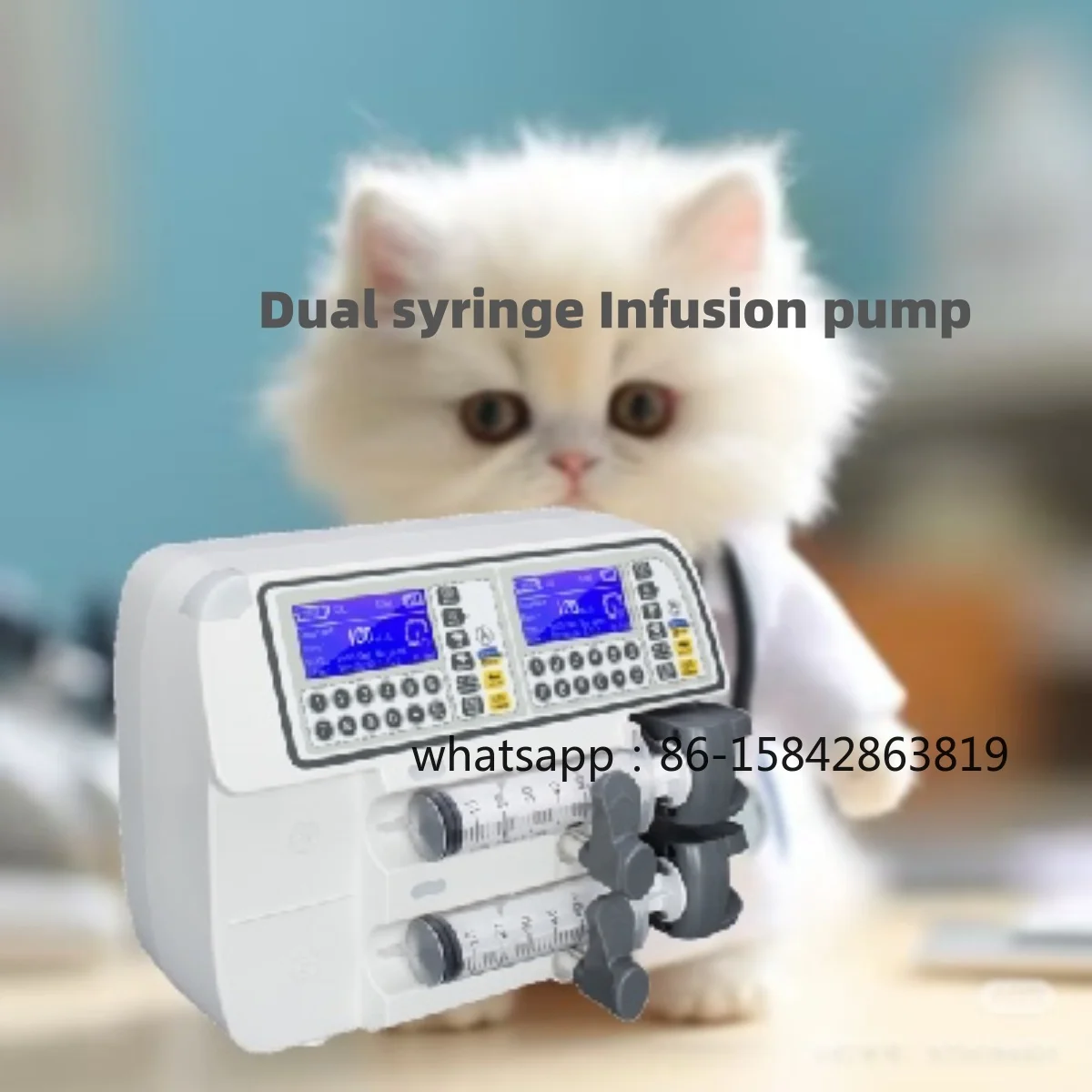 Portable Veterinary Syringe Pump Vet Medical Feeding Injection Pole Clamp Single Dual Syringe Infusion Pump High Flow Rate