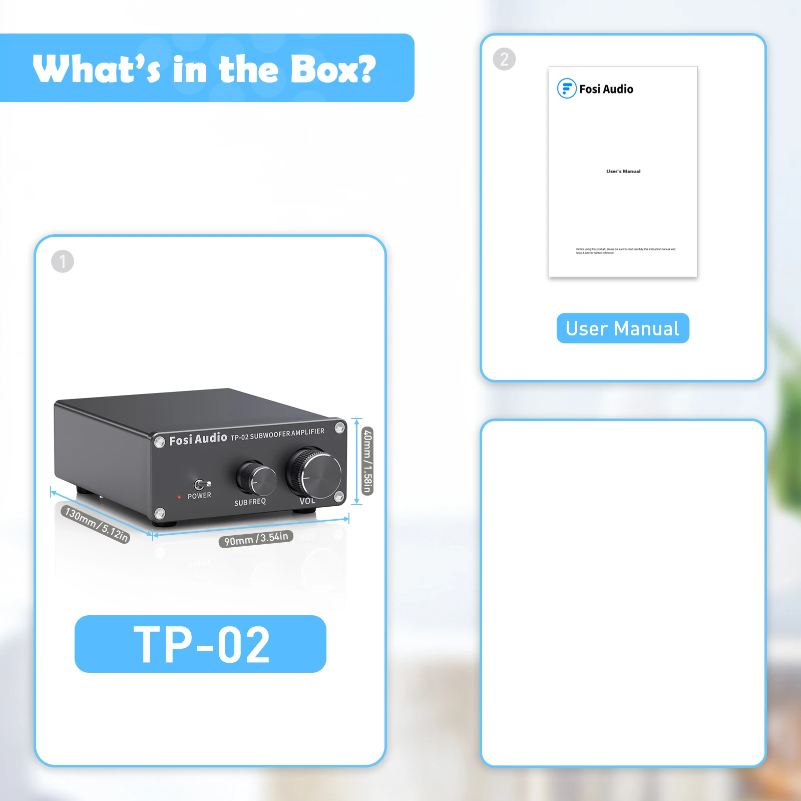 Fosi Audio TP-02 サブウーファーアンプ 220W デジタルクラスD