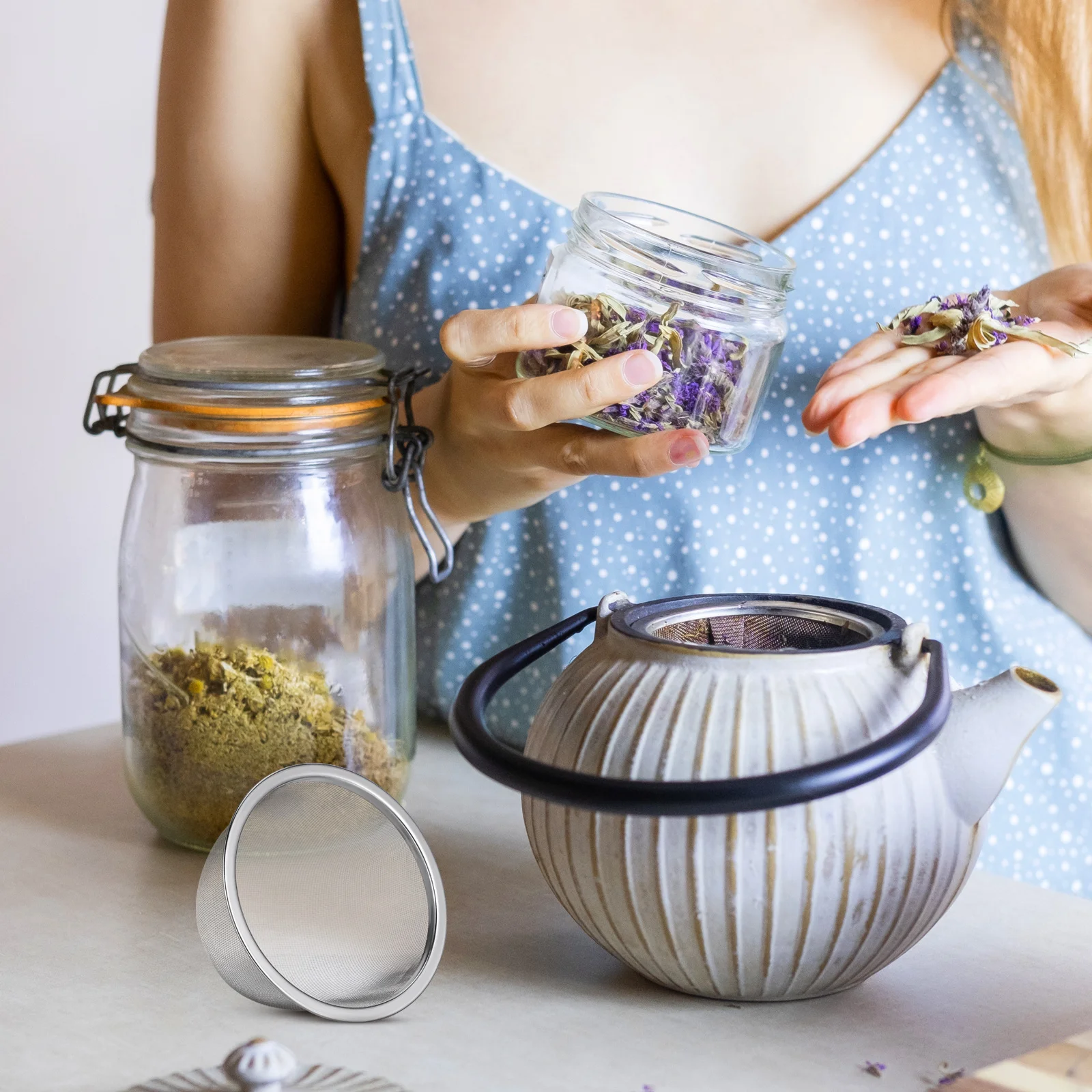 

4Pcs Teapot Infuser Stainless Steel Mesh Strainer for Tea Leaves Fine Filter Reusable Infuser Insert Steeping Tool