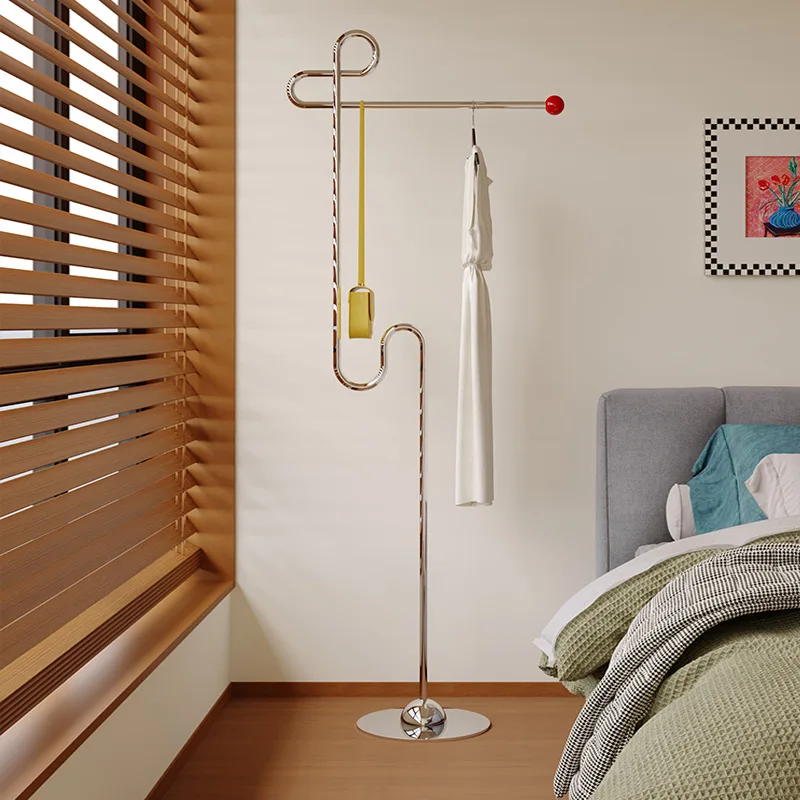 

Stainless steel floor hanging bag coat rack, bedroom storage light luxury vertical hanging clothes rack