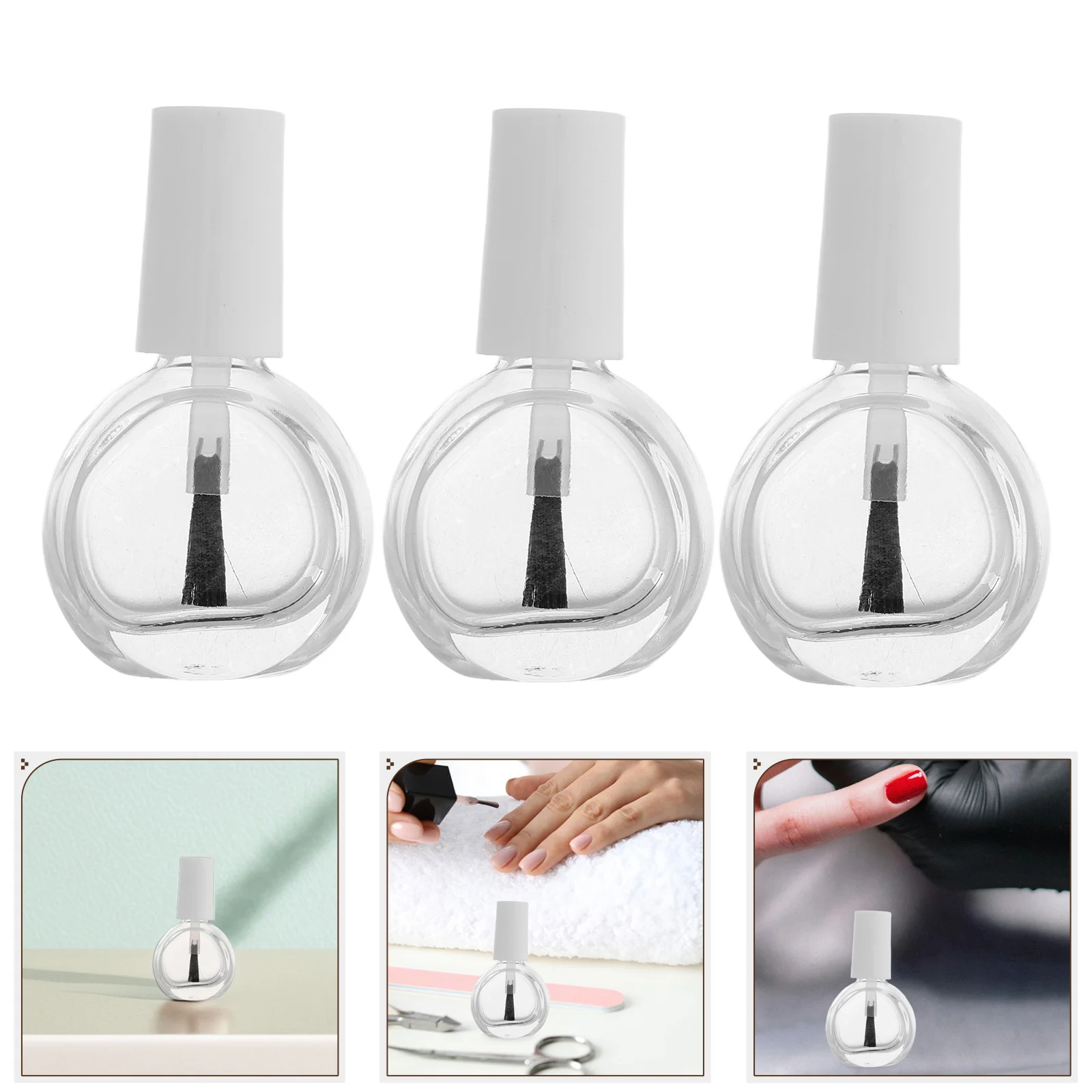 

10Pcs Portable Clear Glass Nail Polish Bottles Empty Containers Brush Cap Travel Sample Storage Kit Nail Polish Containers