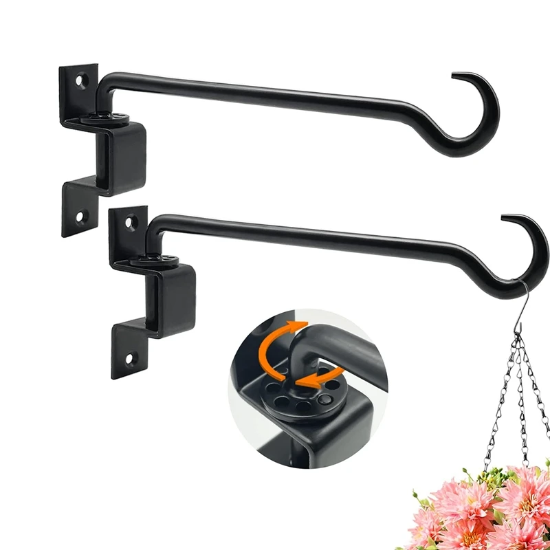 16 Inch 2 Pack Swivel Plant Hangers Outdoor Heavy Duty- Plant Hanging Hook Bracket For Flowers Baskets Pots Bird Feeder Durable