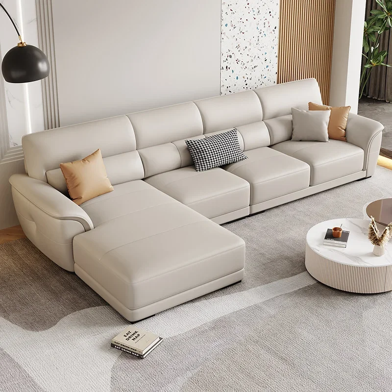 Nordic leather sofa first layer cowhide modern simple living room large corner sofa leather 2023 new