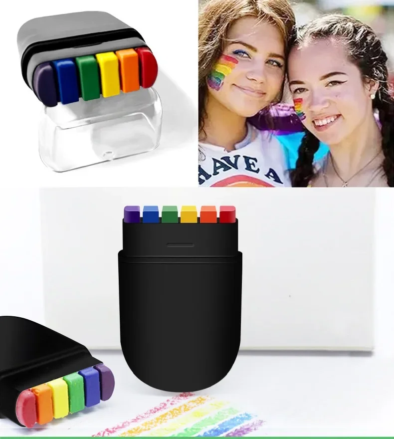 

6 Color Washable Rainbow Face Body Painting Crayon Pen Pride Day Celebrations Party Stage Makeup Art Graffiti Drawing Brushing