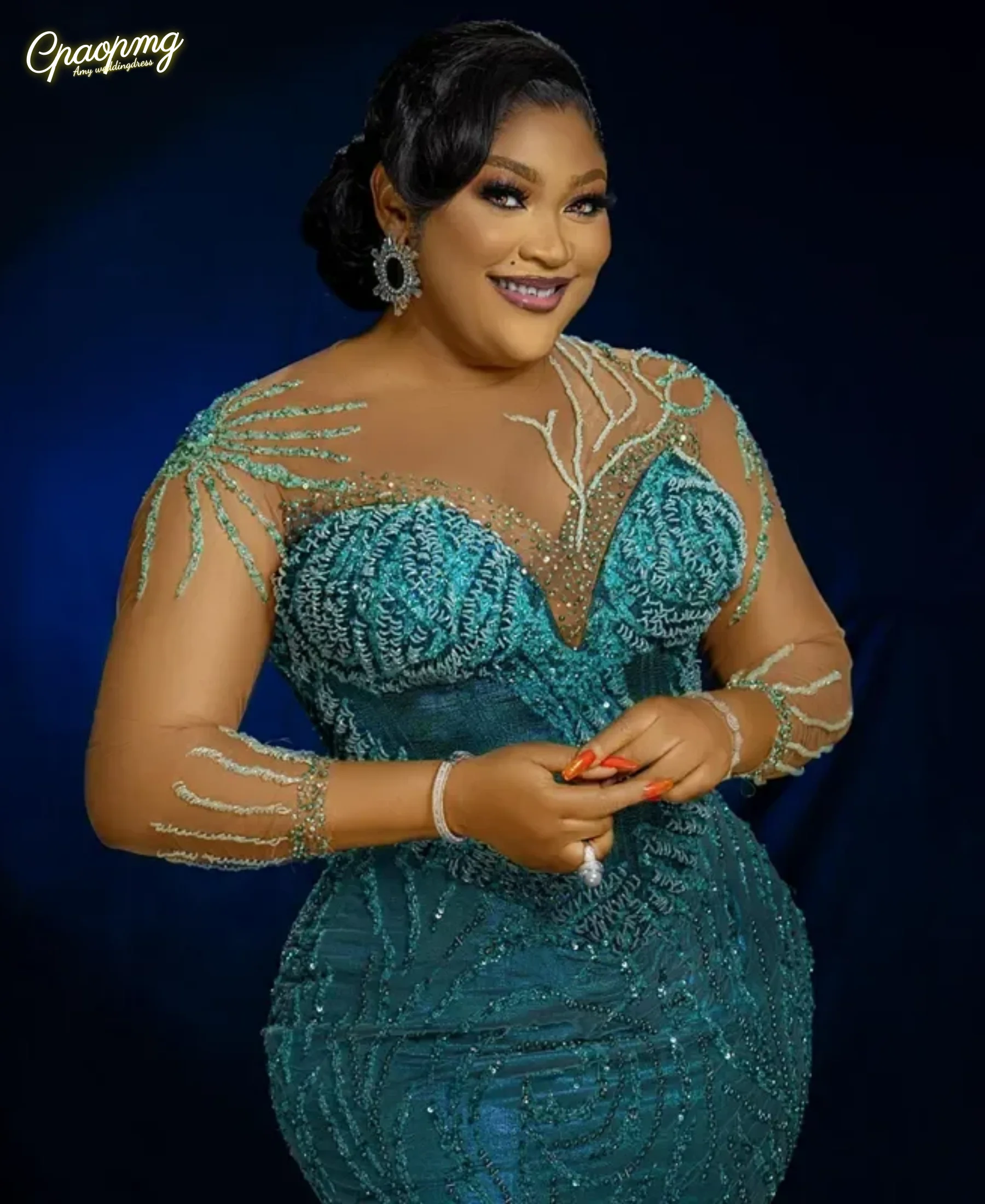 Customized Plus Size Prom Evening Dresses Illusion Lace Long Sleeves Beaded Birthday Party Gowns African Black Women
