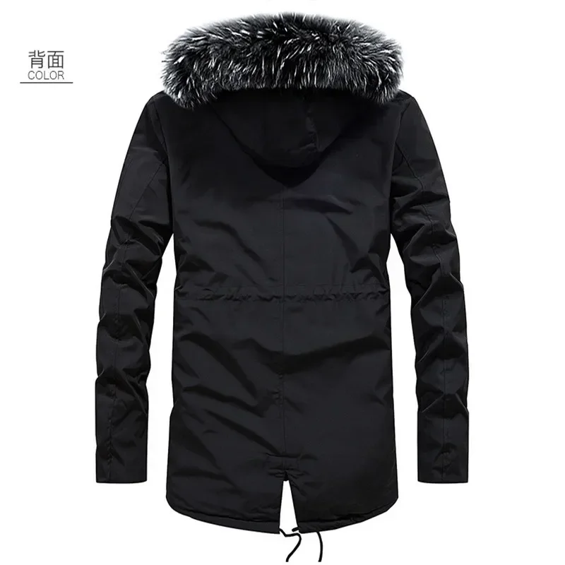 New Men's Jacket Hooded Fur Collar Windproof Coat Thick Plush Warm Cotton Coat Men's Jacket Winter Jacket Men Men Jacket Coats