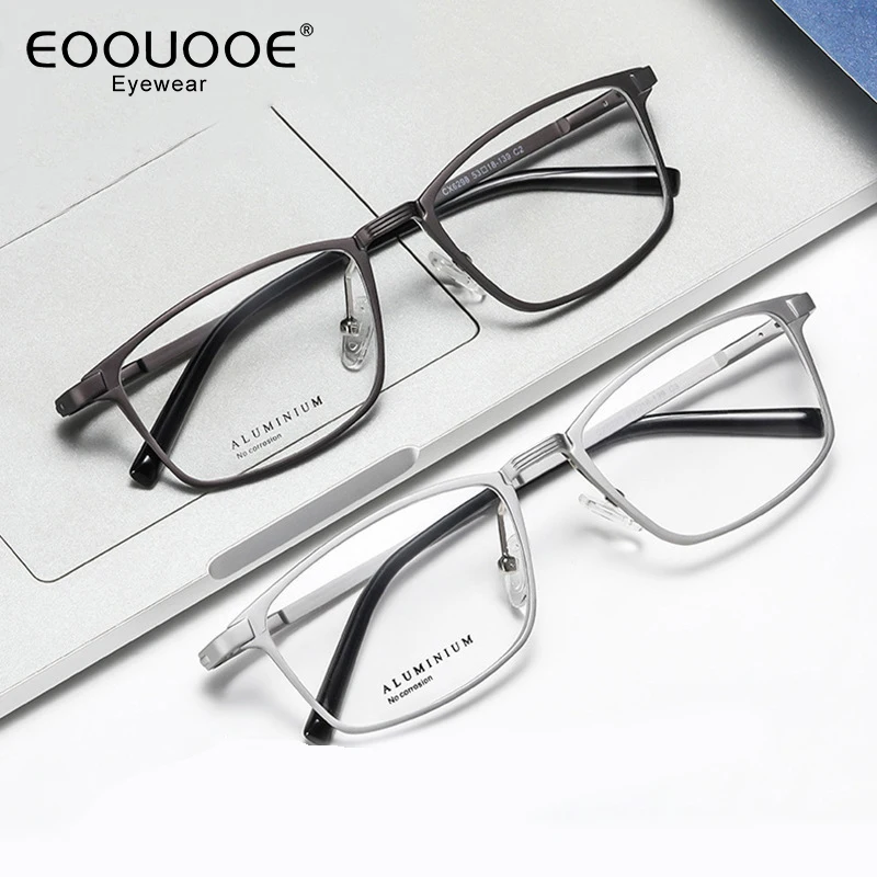 53mm Men Aluminum Magnesium Glasses Myopia Hyperopia Hardeni Optics Anti-Reflection Lenses Eyglasses Prescription Vision Eyewear