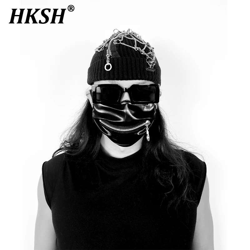 HKSH Spring Autumn Winter New Men's Tide Dark Handmade Original Trend Punk Heavy Metal Zippers Hat Fashion Chic Techwear HK3455