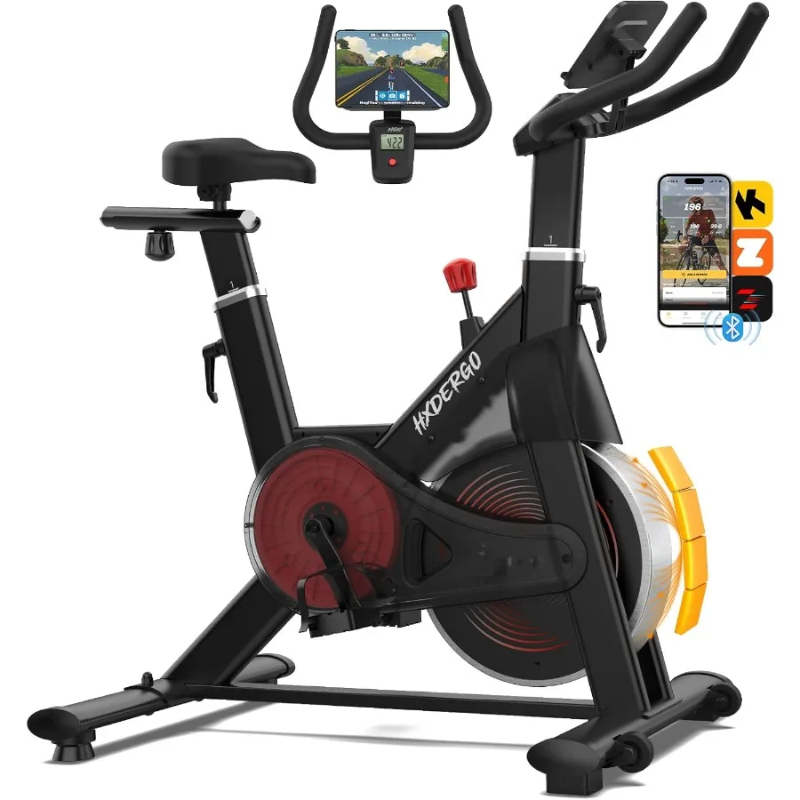 

Indoor stationary exercise bike for home fitness with silent belt drive adjustable resistance appcompatible smart cycling train