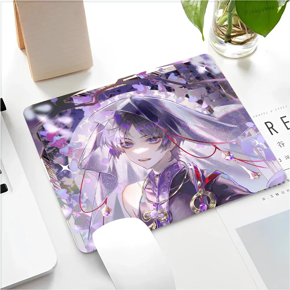 Wanderer Genshin Impact Mousepad Small LockEdge Mouse Pad For Gamers Computer Desk Pad Rectangular Anti-slip Rubber